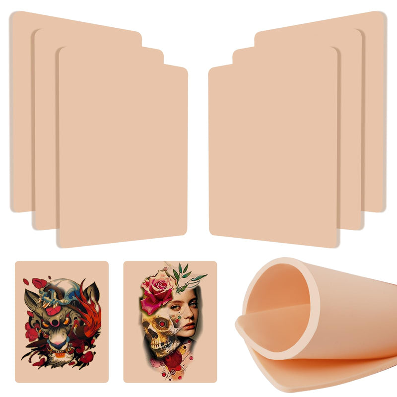 Fake Skin Tattoo 3MM - Jconly 6Pcs Thick Tattoo Fake Skin Double Sides Tattoo Skin Practice 8×6 in Soft Silicone Tattoo Fake Skin for Beginners and Tattoo Artists Real Skin Tattoo Skin