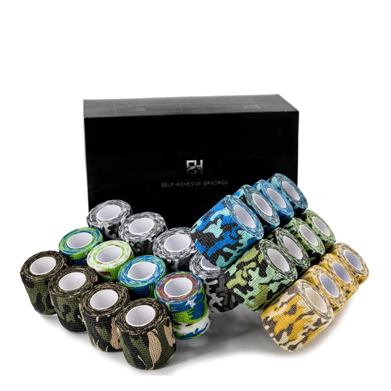 EH Tattoo Grip Tape 24Pcs Self-Adhesive Bandage Cohesive Elastic Wrap for Tattoo Pen Machine Accessories