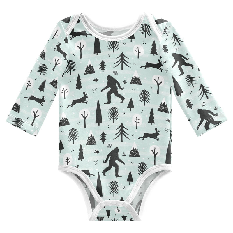 JHKKU Bigfoot Sasquatch Baby s Cotton Long-Sleeve Bodysuits Infant Neutral Outfits Jumpsuit 24 Months